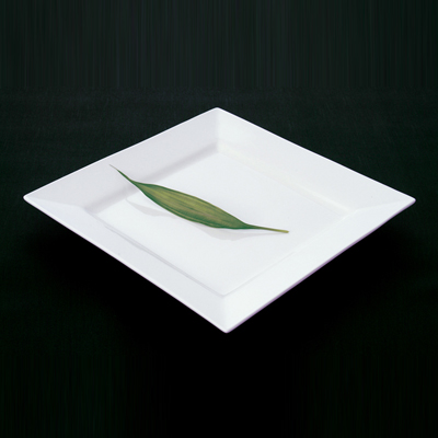 Shaped White Square Dinner Plate 10.25\"